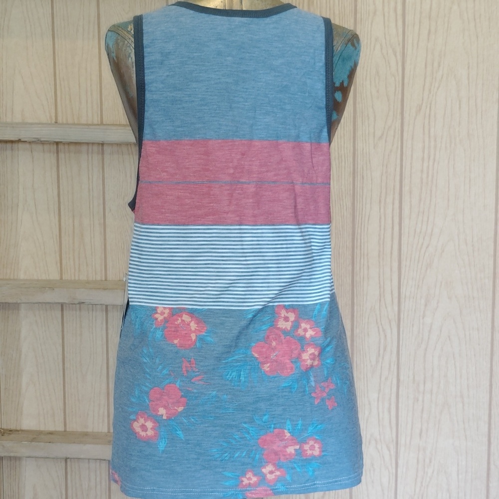 Distortion Tank Top in Color Block, Floral print, and Stripes Cotton Poly Blend - Picture 2 of 16